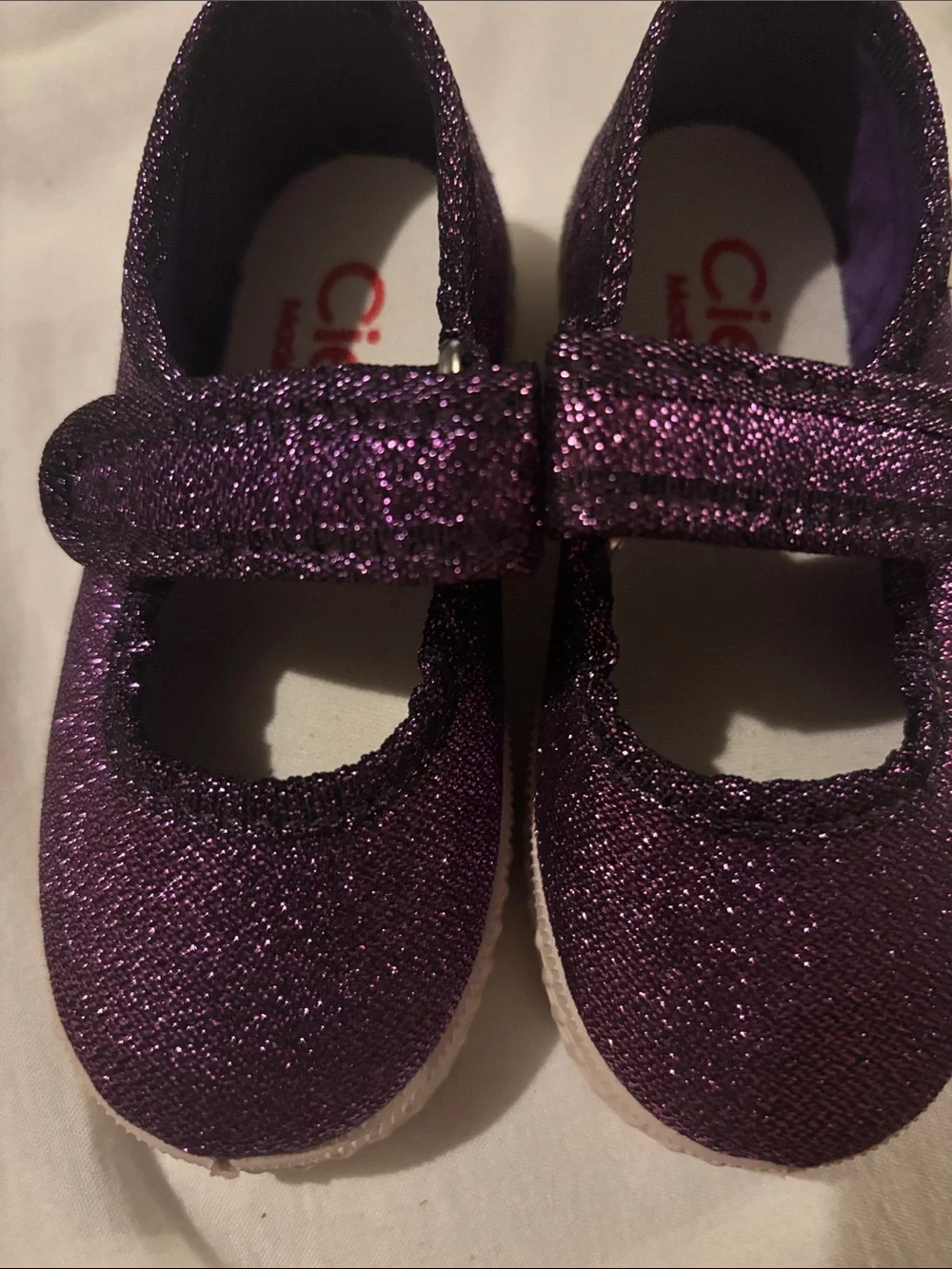 NWOT Cienta Purple Glitter Mary Jane Kids Shoes